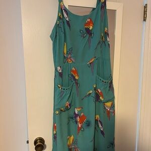 Trashy Diva Teal Parrot Print Midi Dress